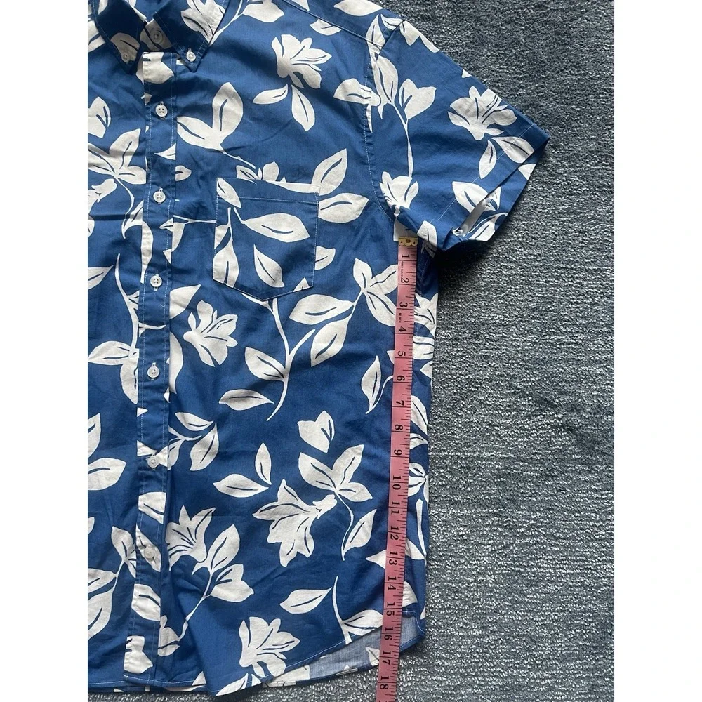 J.Crew‎ Flex Washed Hawaiian Shirt Blue White Floral Men's L